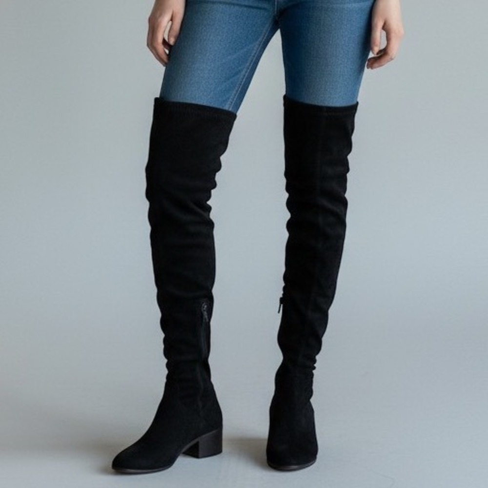 Steve Madden Womens Black Faux Suede Over The Knee Low Block Heel Boots Size 8.5 - Picture 7 of 7